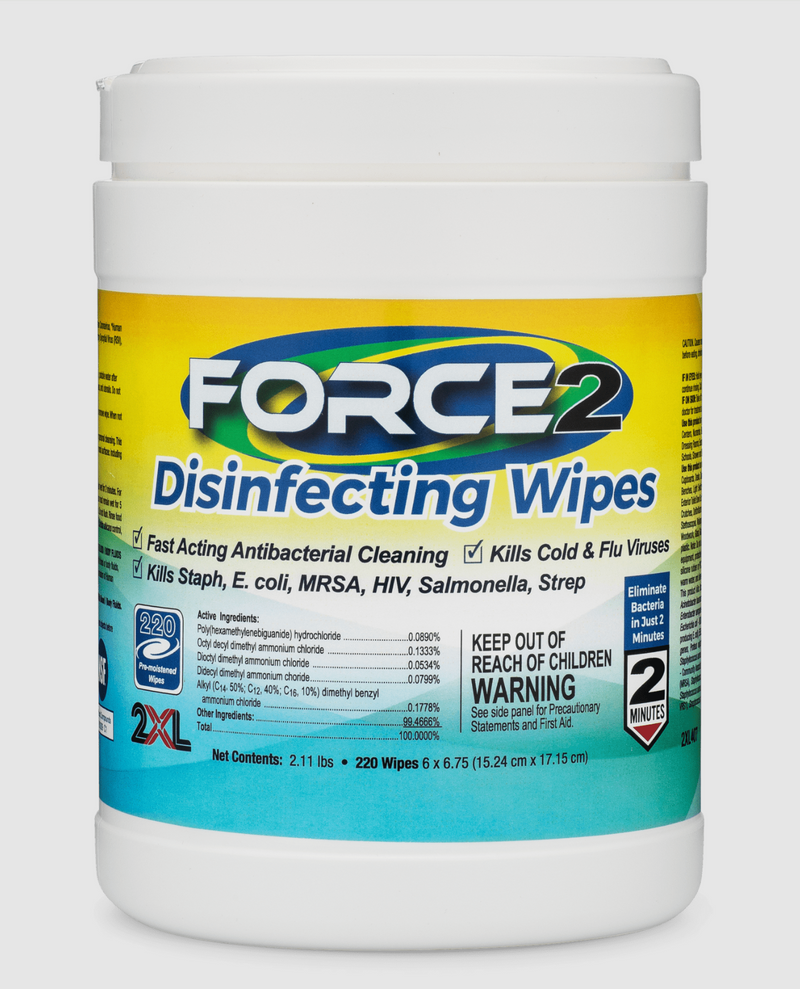 FORCE2® Disinfecting Wipes (220 count) - Case of 12