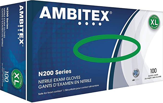 Ambitex Powder-Free Nitrile Gloves Box of 100