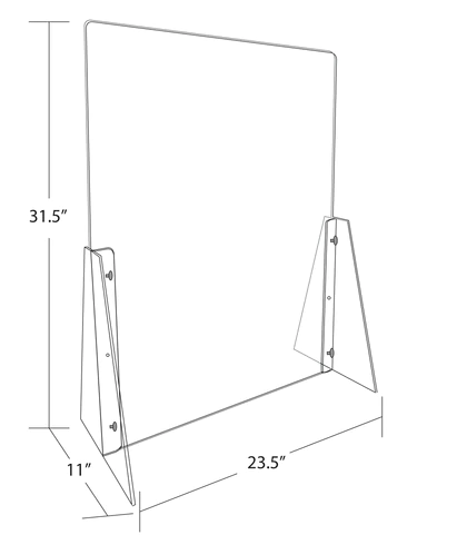 Counter Shield Acrylic Guard 23.5” wide x 11" deep 31.5” high