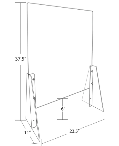 Counter Shield Acrylic Guard 23.5” wide x 11" deep 31.5” high